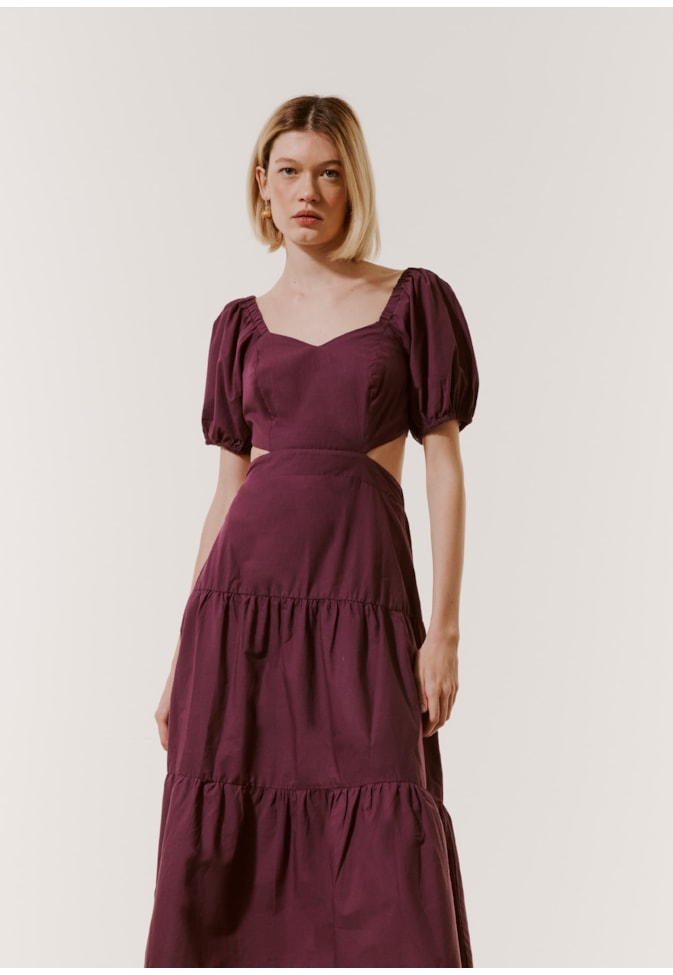 Vestido Midi Recortes Busto