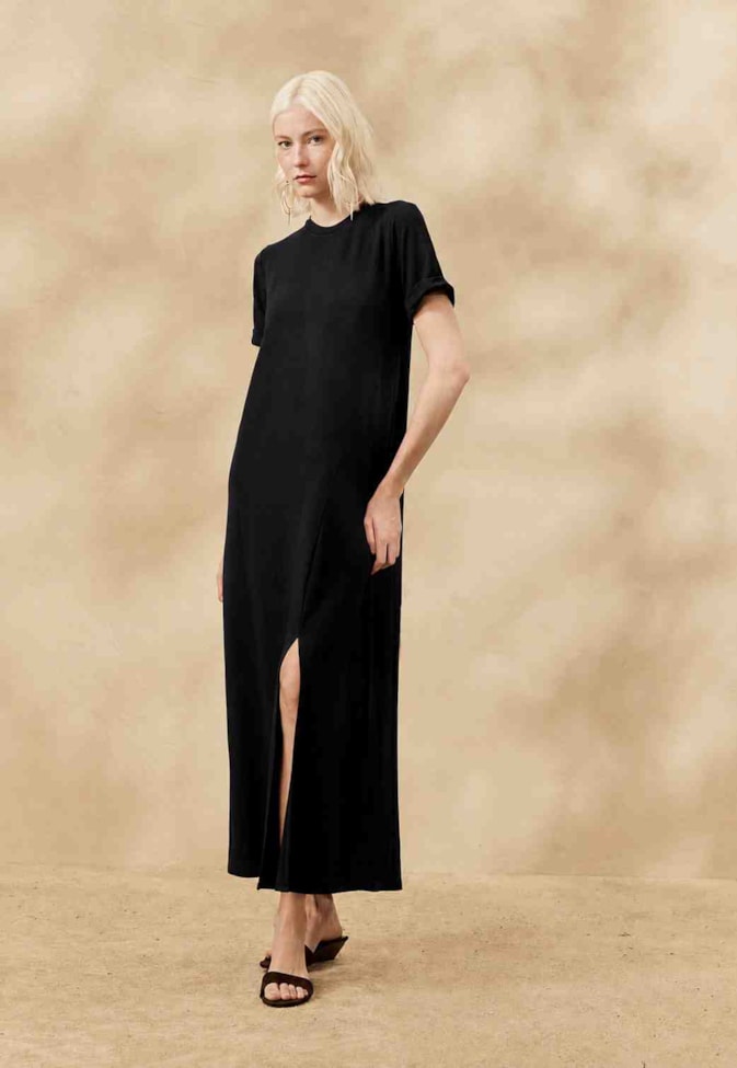 Vestido Midi T-Shirt Fenda