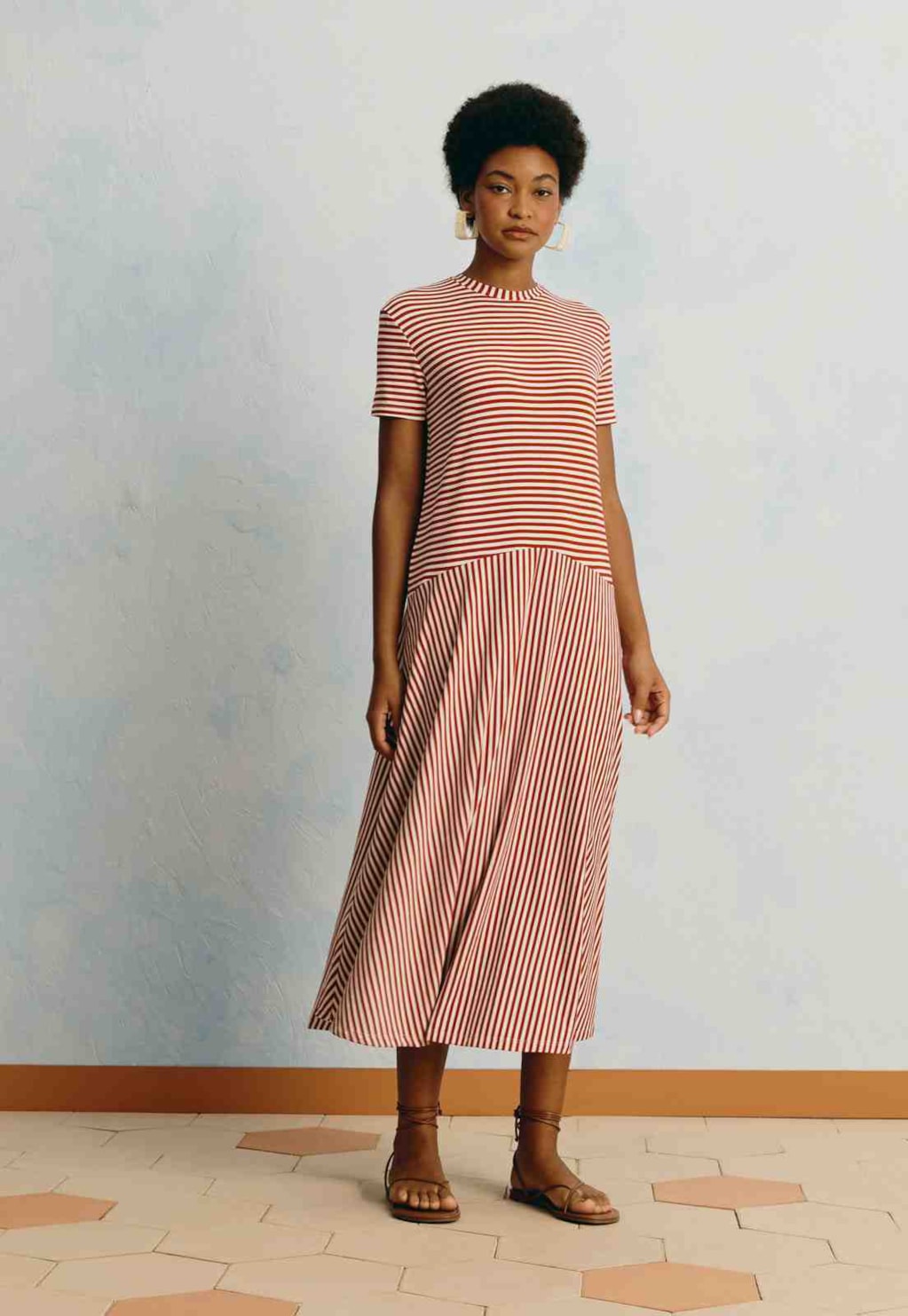 Vestido Midi T-Shirt Listrado