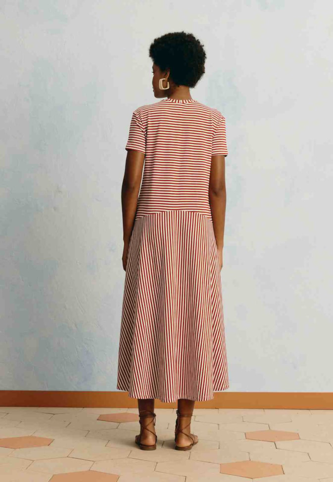 Vestido Midi T-Shirt Listrado