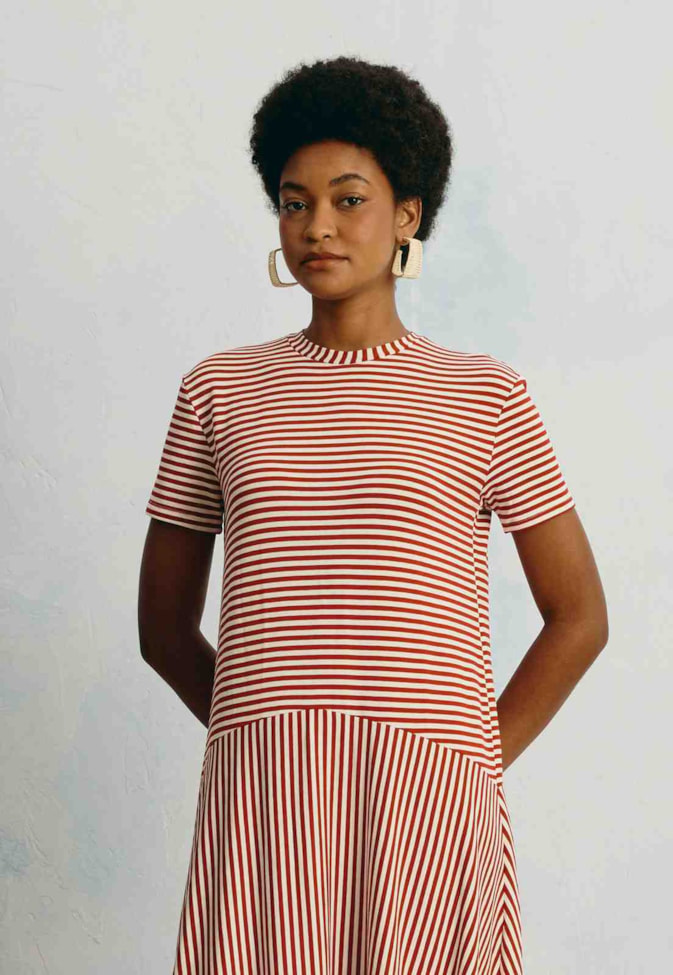 Vestido Midi T-Shirt Listrado