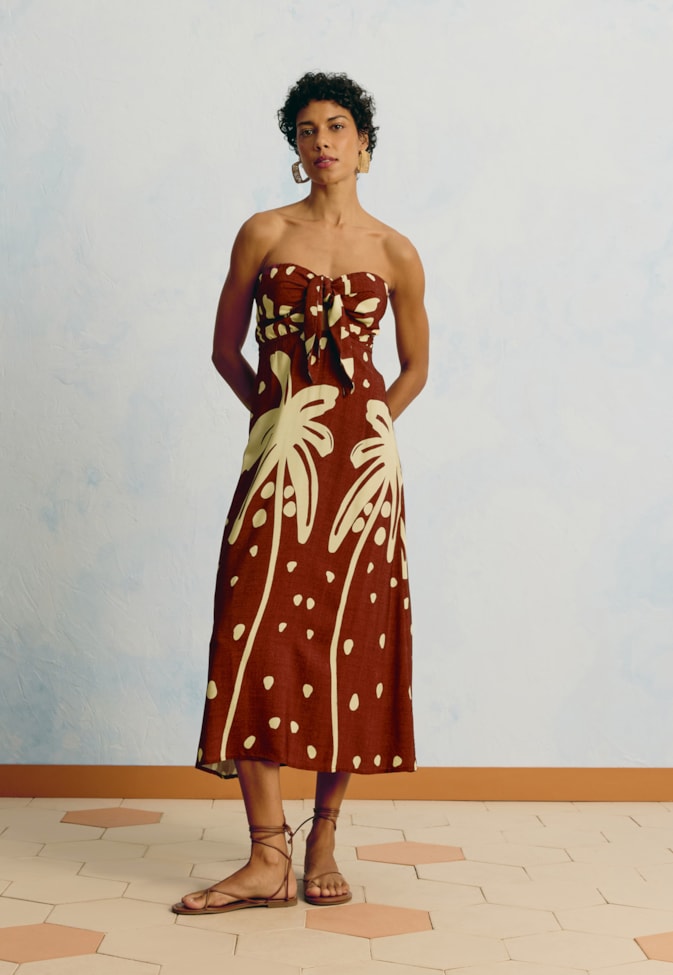 Vestido Midi Tomara Que Caia Estampado Mirador