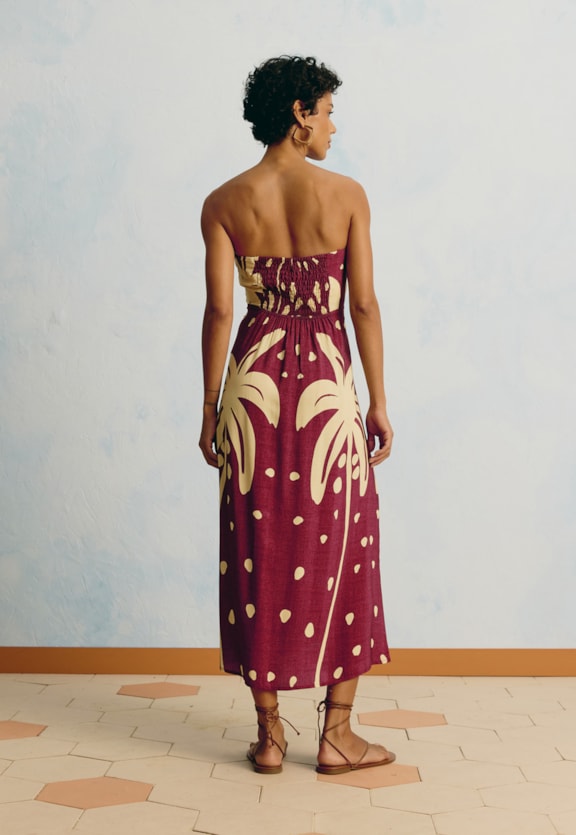 Vestido Midi Tomara Que Caia Estampado Mirador Vista Traseira