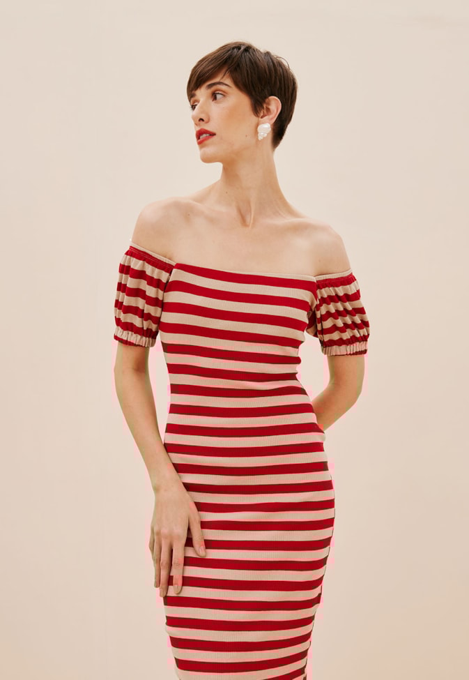 Vestido Midi TQC Manga Franzida