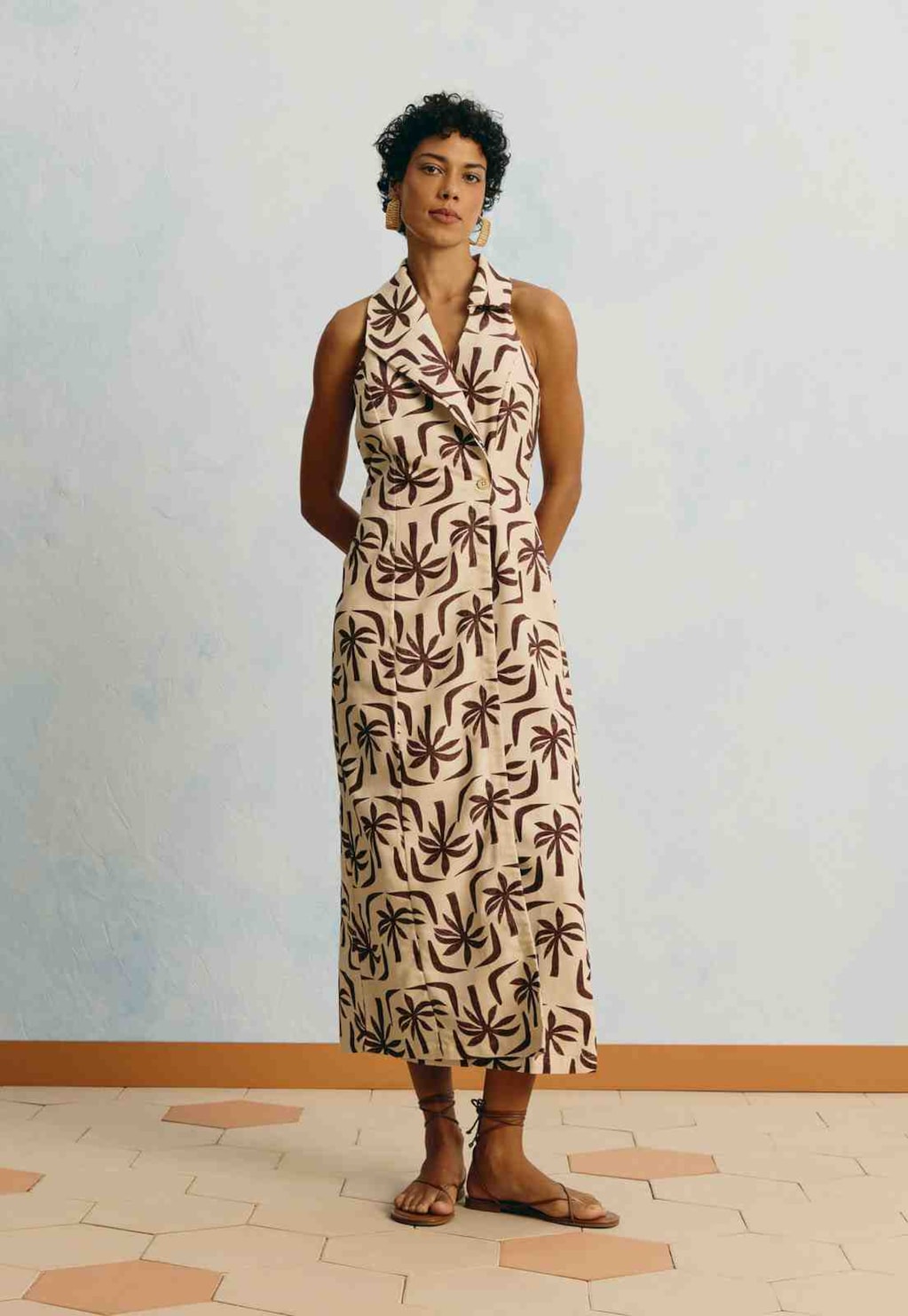 Vestido Midi Transpasse Estampado Isla De Barú