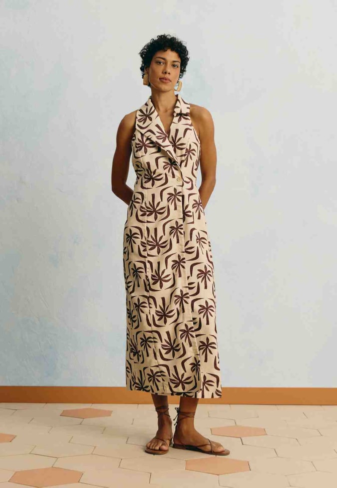 Vestido Midi Transpasse Estampado Isla De Barú