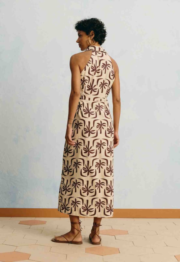Vestido Midi Transpasse Estampado Isla De Barú Vista Traseira