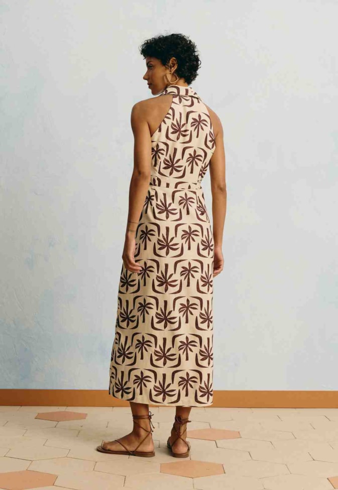 Vestido Midi Transpasse Estampado Isla De Barú