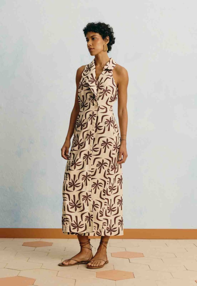 Vestido Midi Transpasse Estampado Isla De Barú
