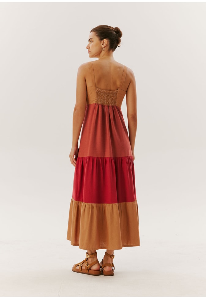 Vestido Midi Tricolor
