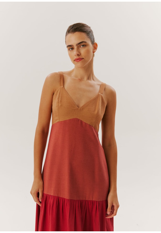 Vestido Midi Tricolor