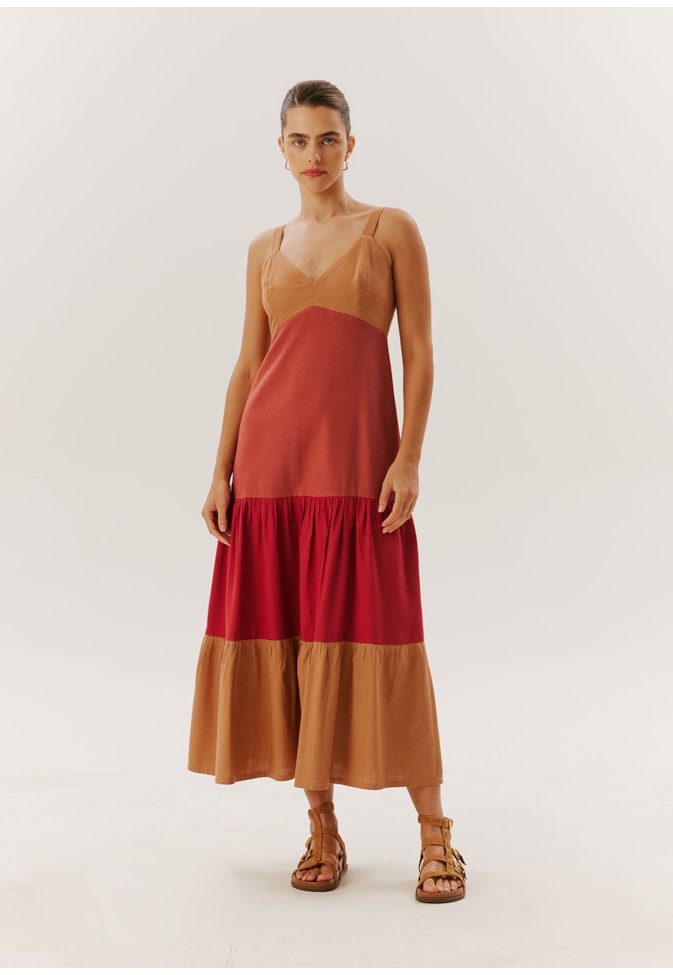 Vestido Midi Tricolor