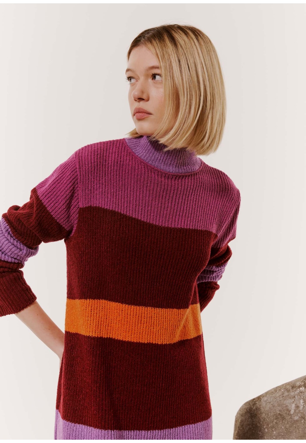 Vestido Midi Tricot Listrado