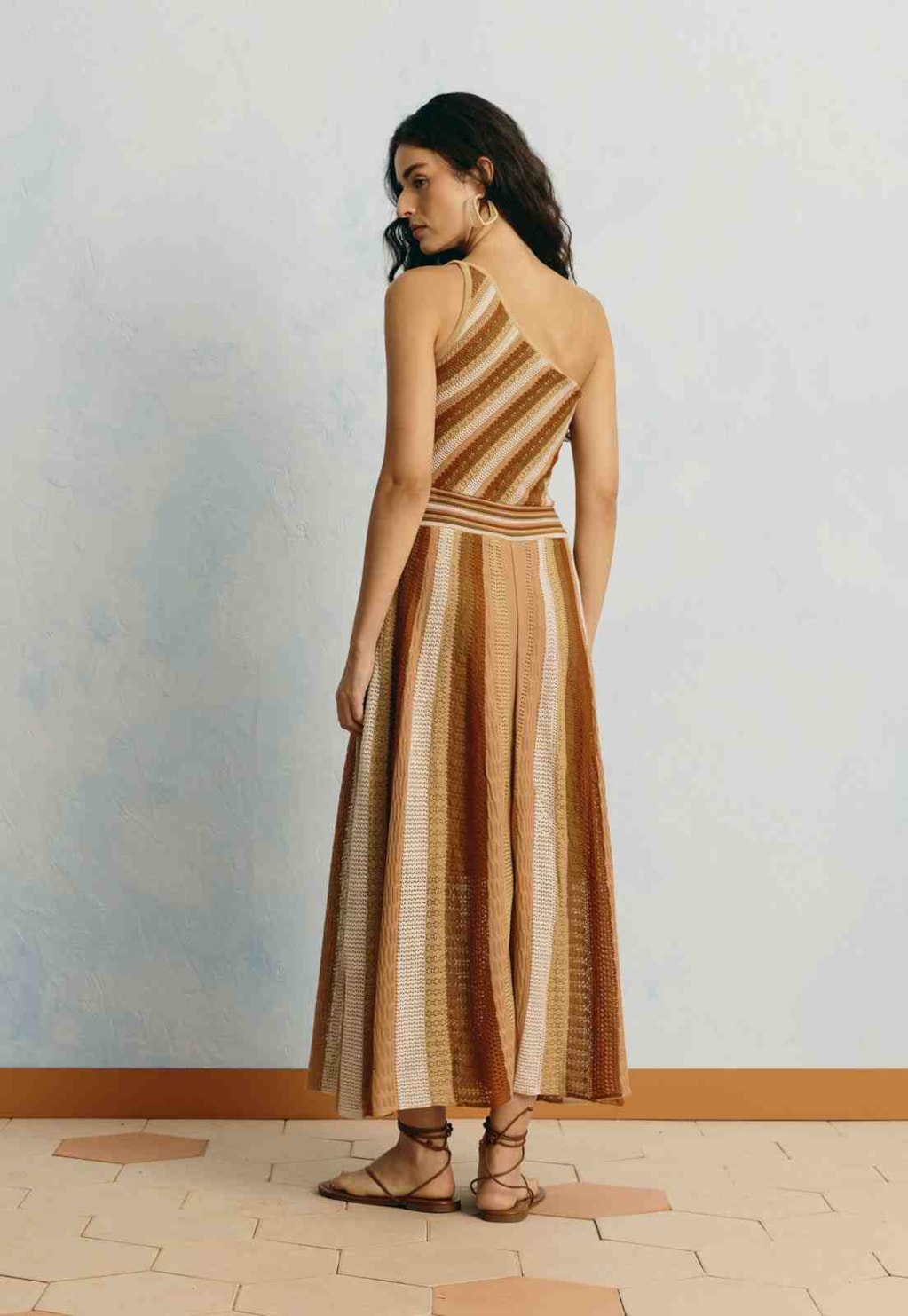 Vestido Midi Tricot Listrado