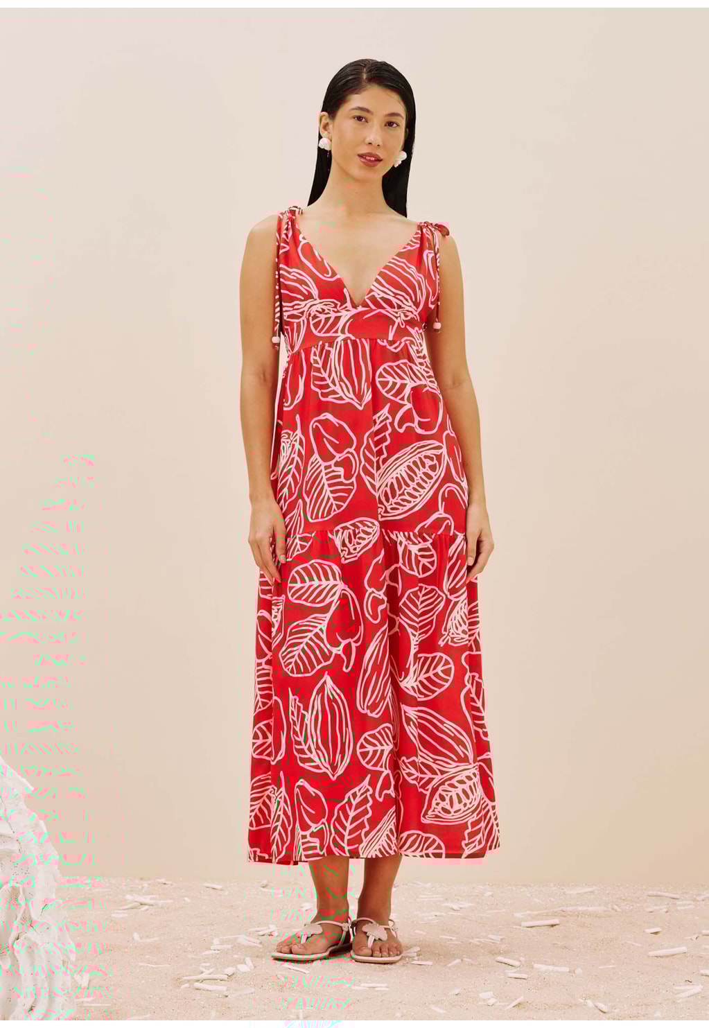 Vestido Midi Túnel Estampado Frutos da Terra