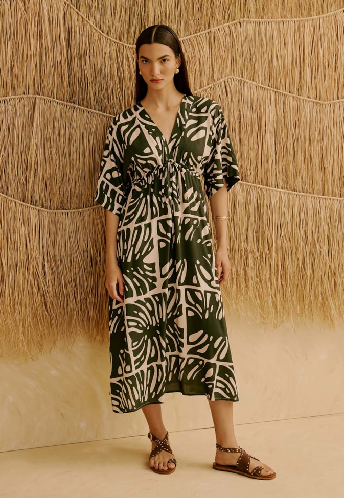 Vestido Midi Túnel Estampado Totora