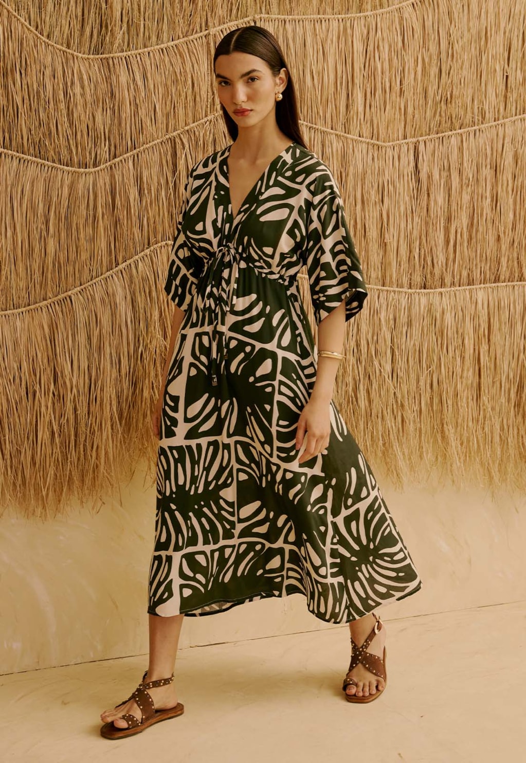 Vestido Midi Túnel Estampado Totora