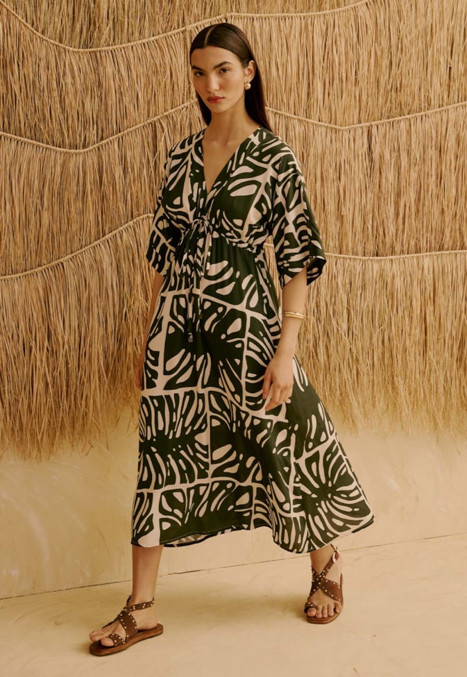 Vestido Midi Túnel Estampado Totora