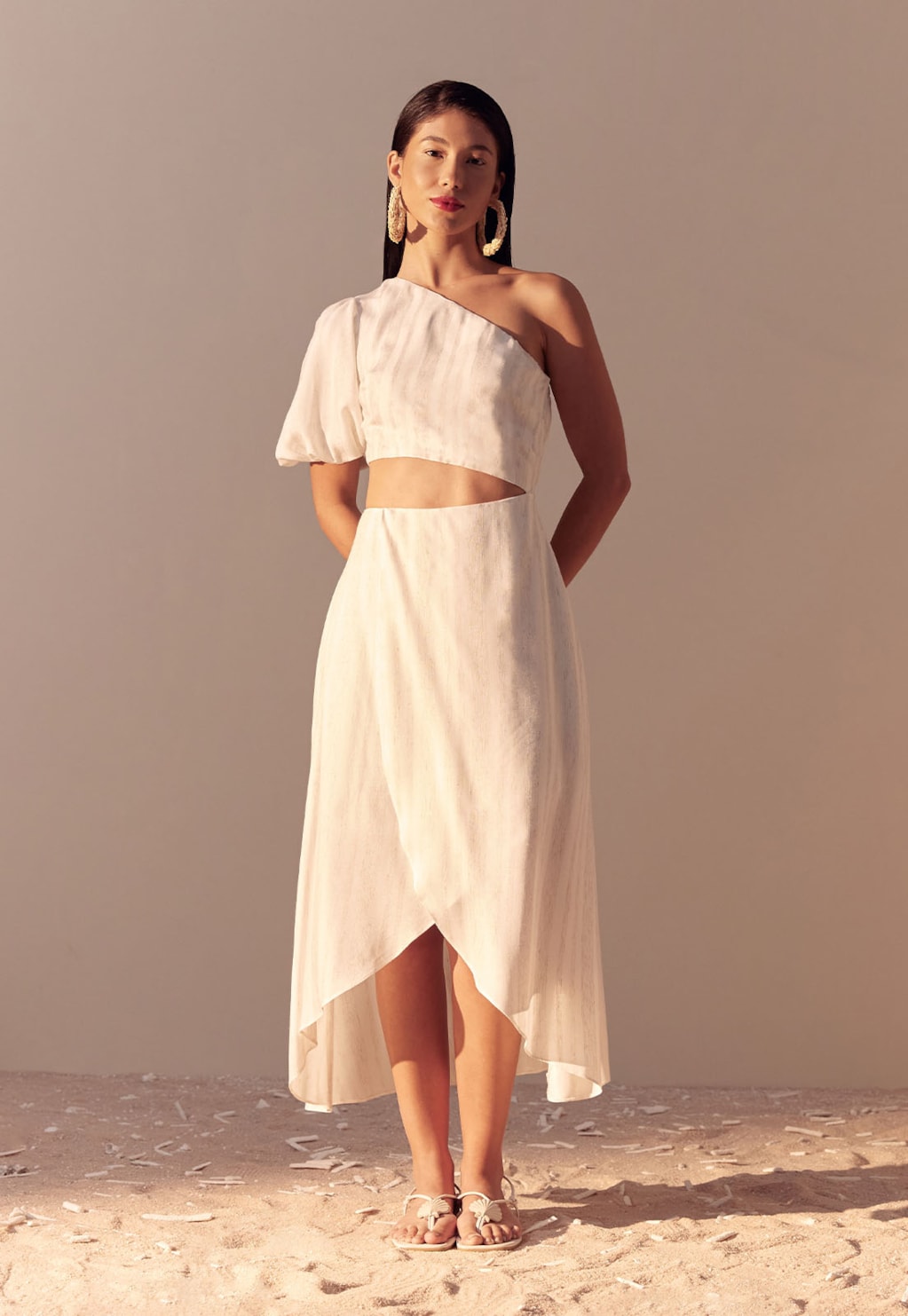 Vestido Midi Um Ombro Só 