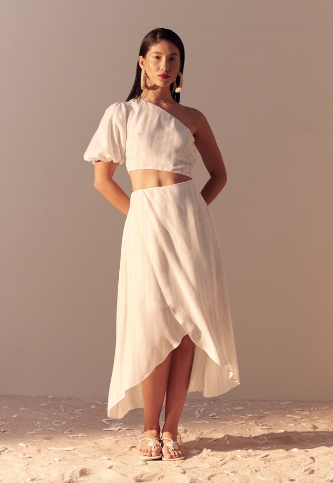 Vestido Midi Um Ombro Só 