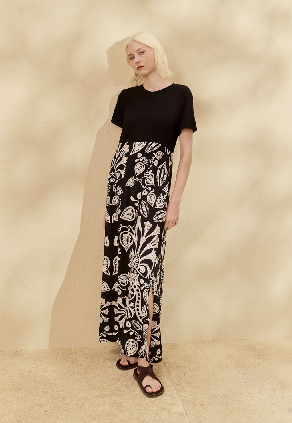 Vestido Mix Malha Estampado Cacau Rei