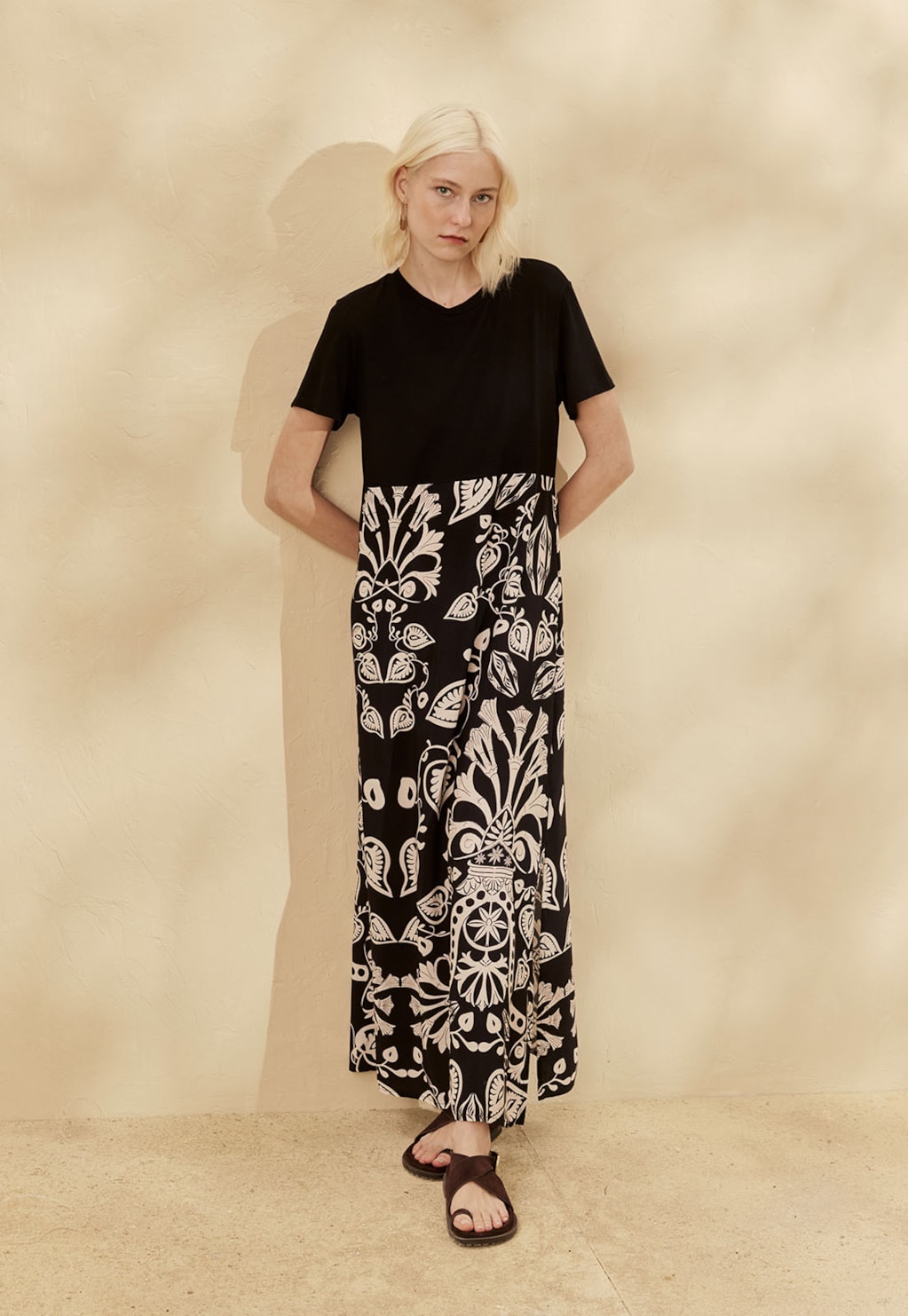 Vestido Mix Malha Estampado Cacau Rei