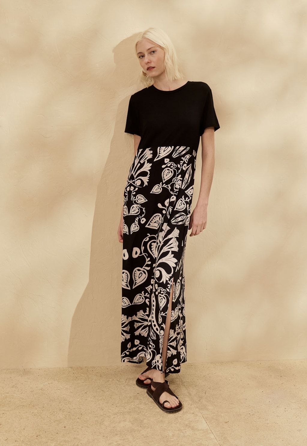 Vestido Mix Malha Estampado Cacau Rei