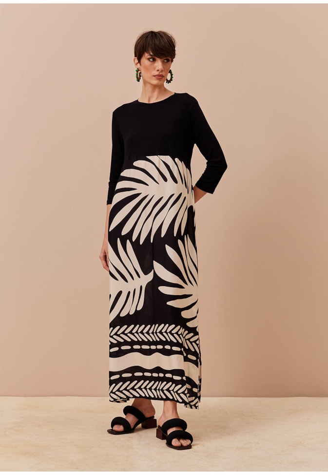 Vestido Mix Tecidos Estampado Maipú