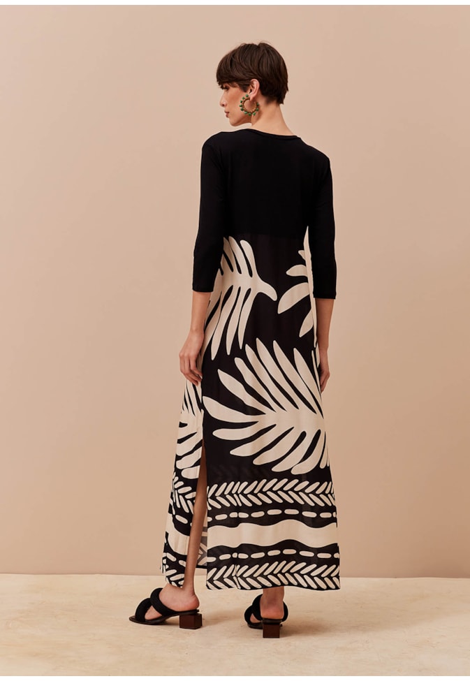 Vestido Mix Tecidos Estampado Maipú