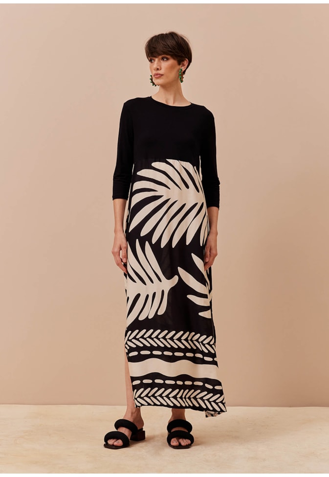 Vestido Mix Tecidos Estampado Maipú