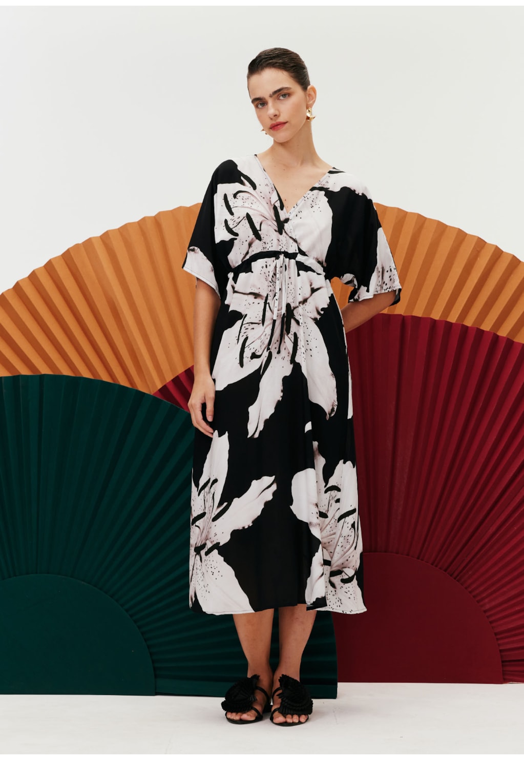 Vestido Mônica Maxi Midi Estampado Tango