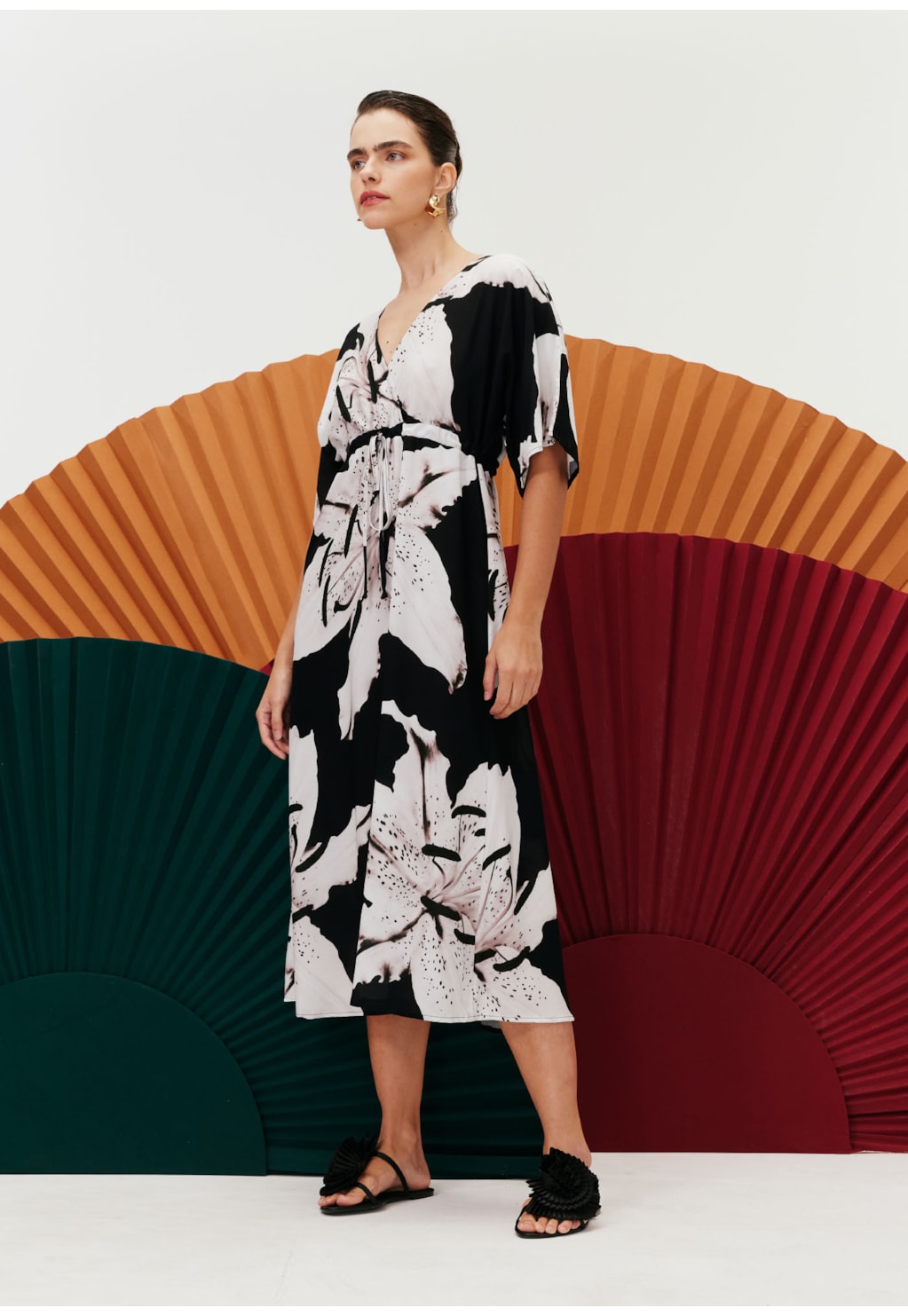 Vestido Mônica Maxi Midi Estampado Tango