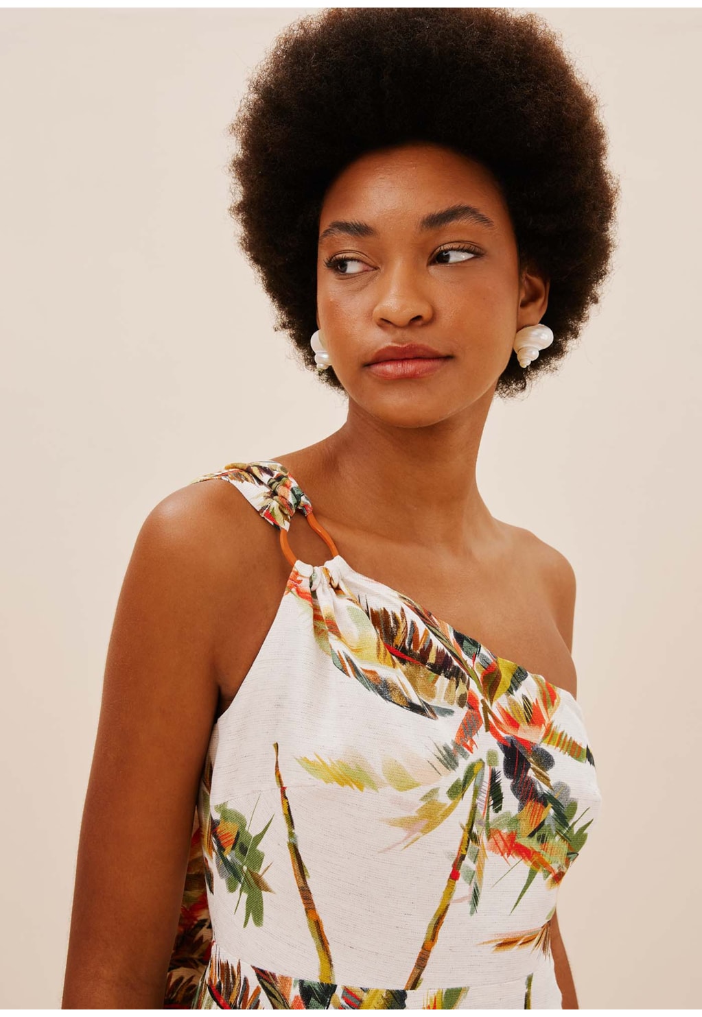 Vestido Ombro Só Argola Estampado Itapuã