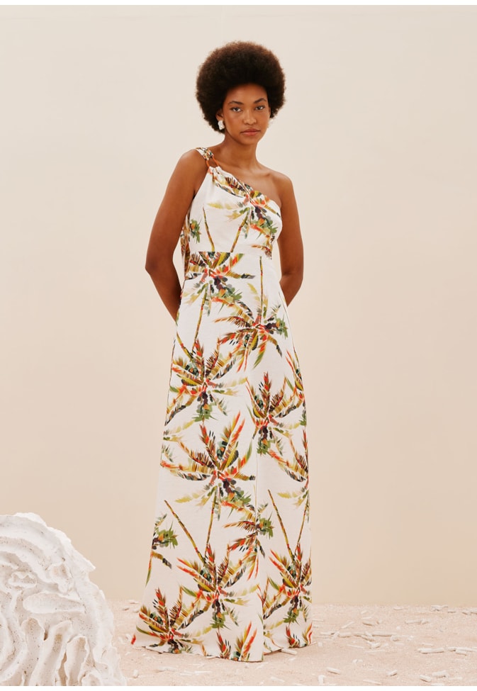 Vestido Ombro Só Argola Estampado Itapuã