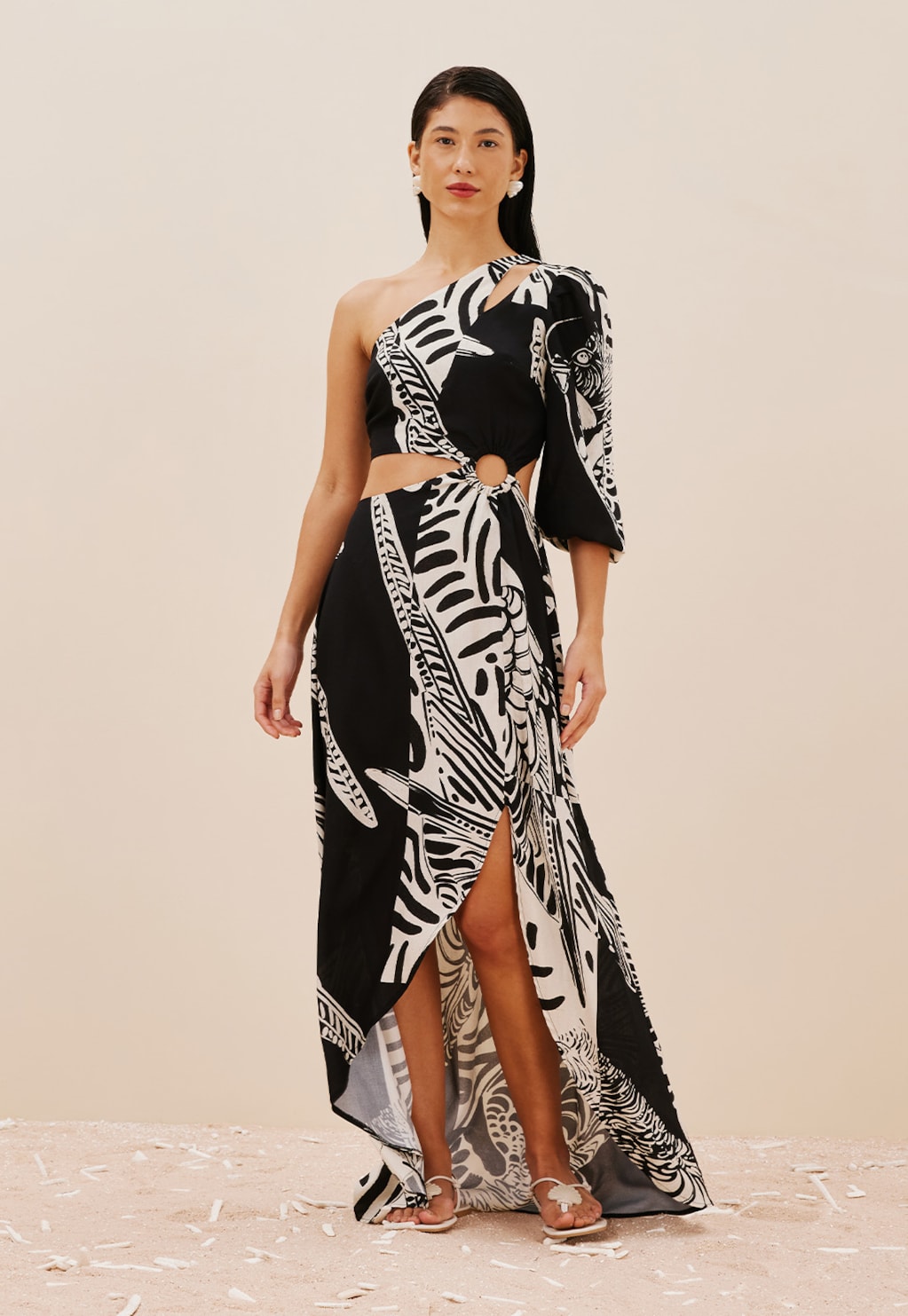 Vestido Ombro Só Estampado Plume