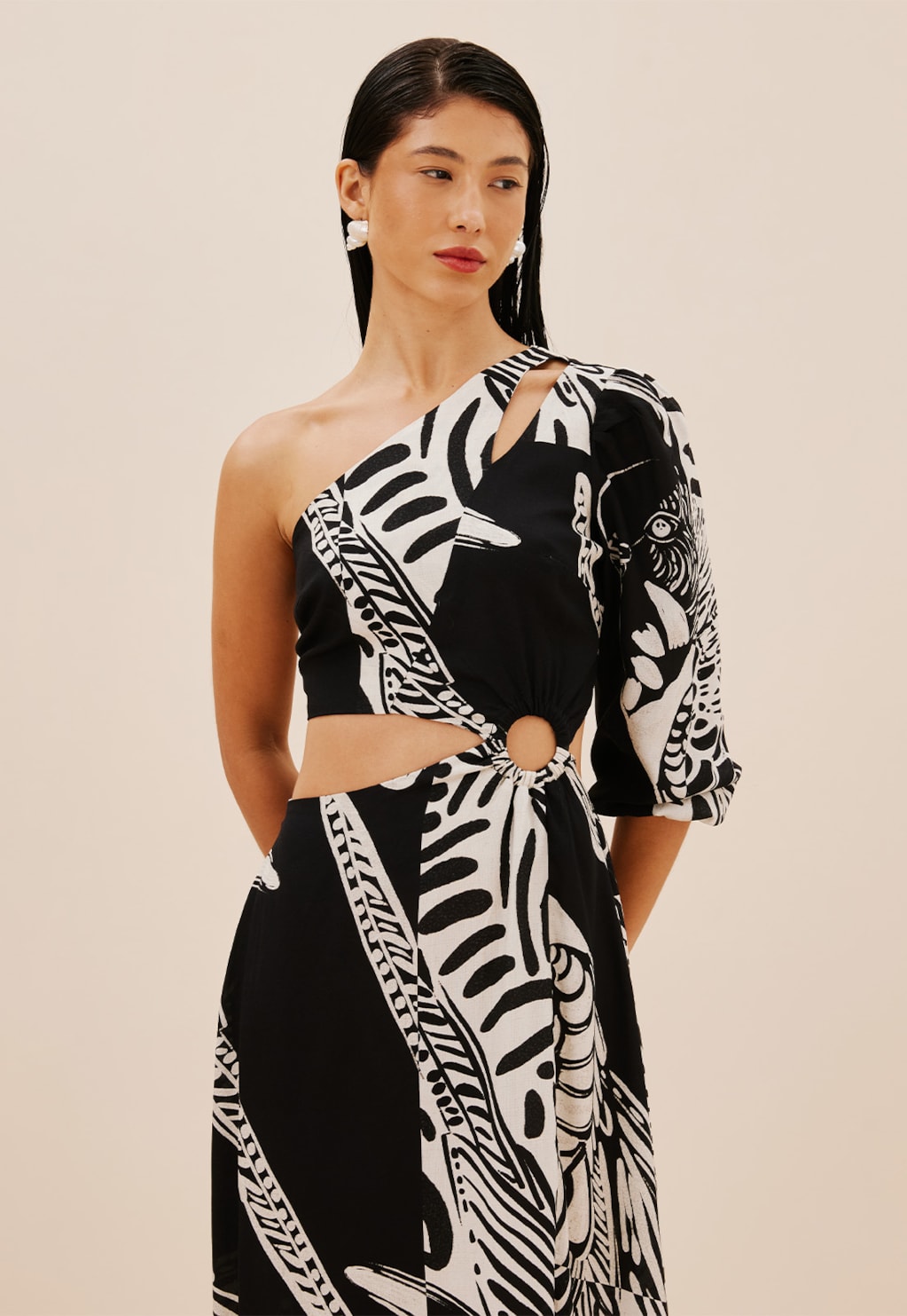 Vestido Ombro Só Estampado Plume