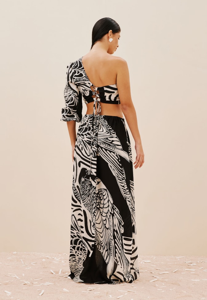 Vestido Ombro Só Estampado Plume