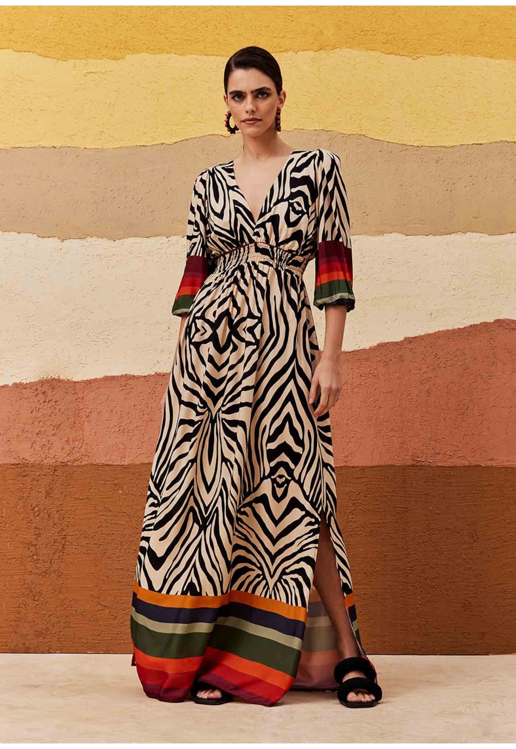 Vestido Pala Lastex Estampado Zebra Color