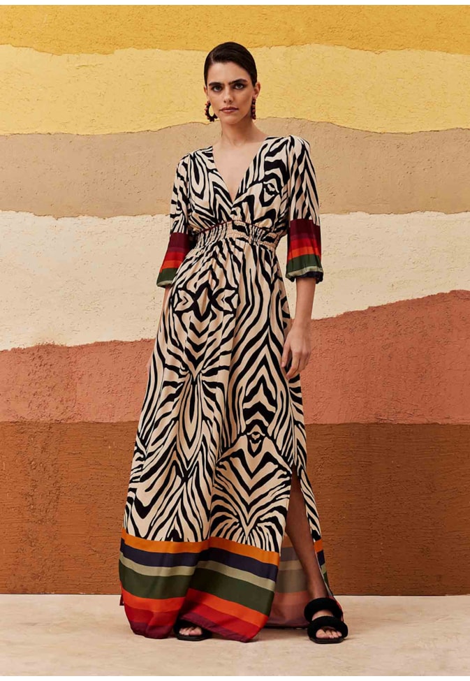 Vestido Pala Lastex Estampado Zebra Color