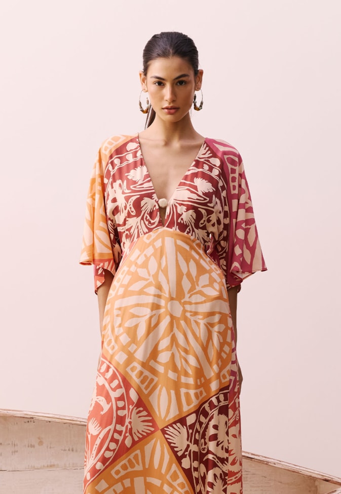 Vestido Passador Assimétrico Estampado Tucupi