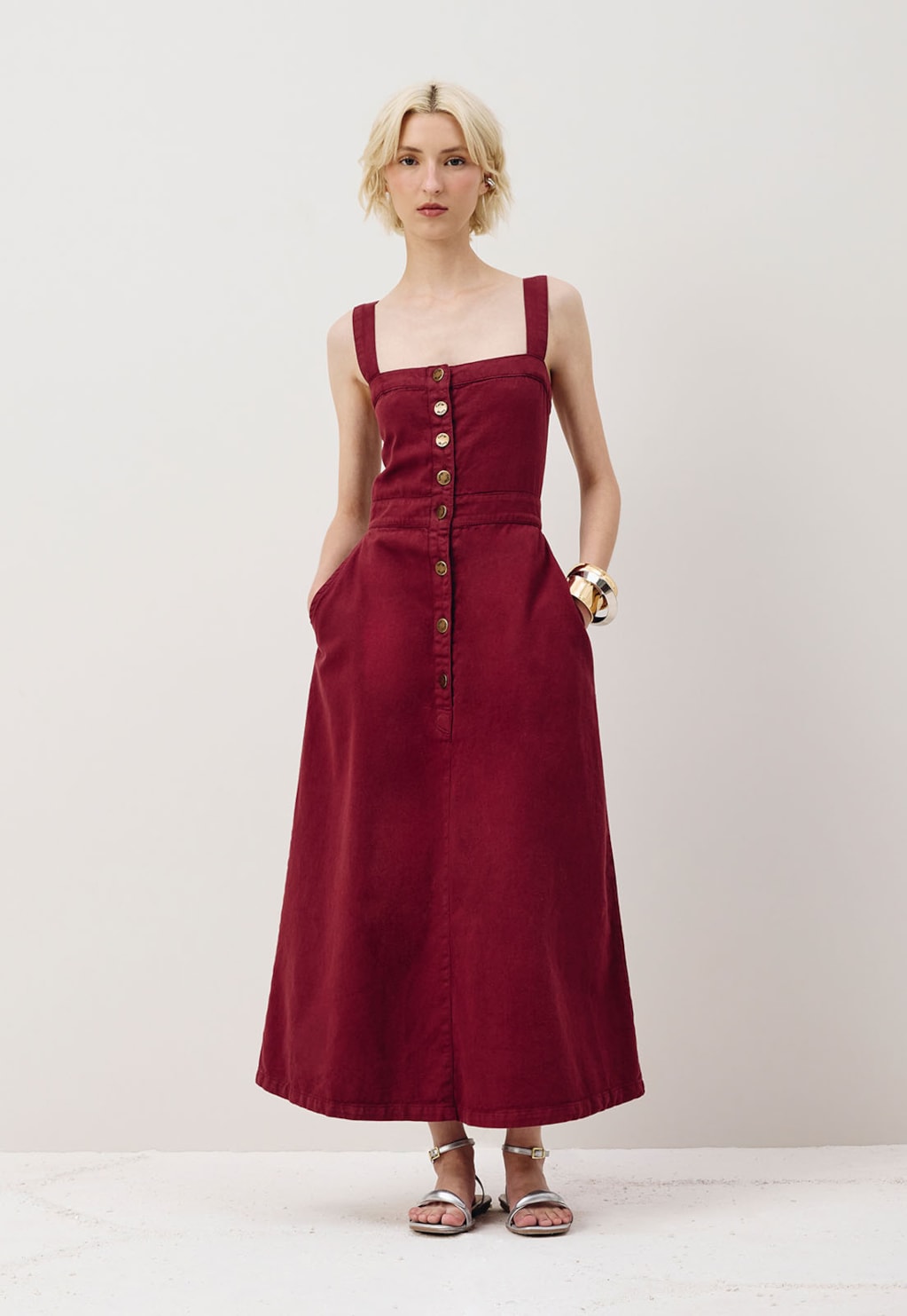 Vestido Sarja Abotoamento Frente