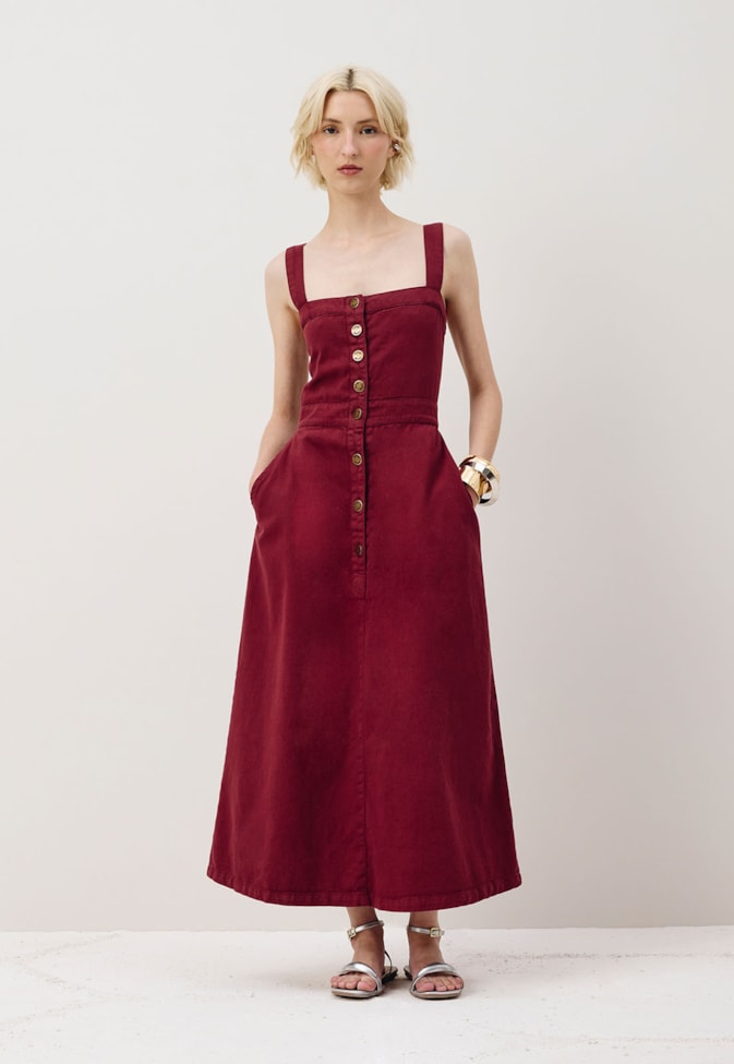 Vestido Sarja Abotoamento Frente