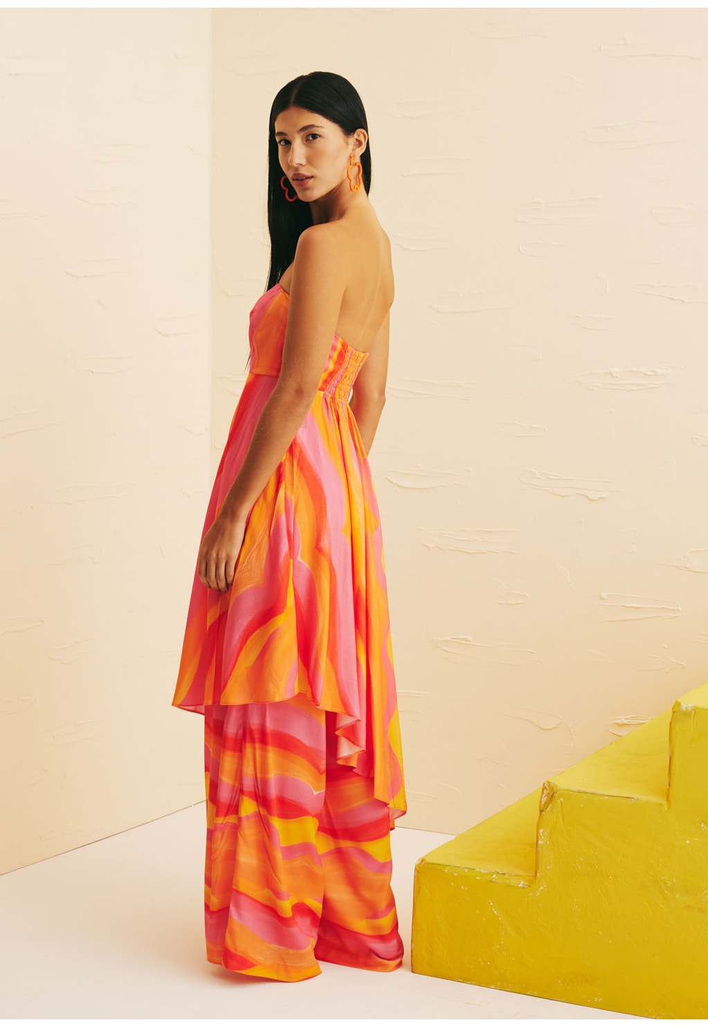 Vestido Tomara que caia Assimétrico Estampado Jujuy