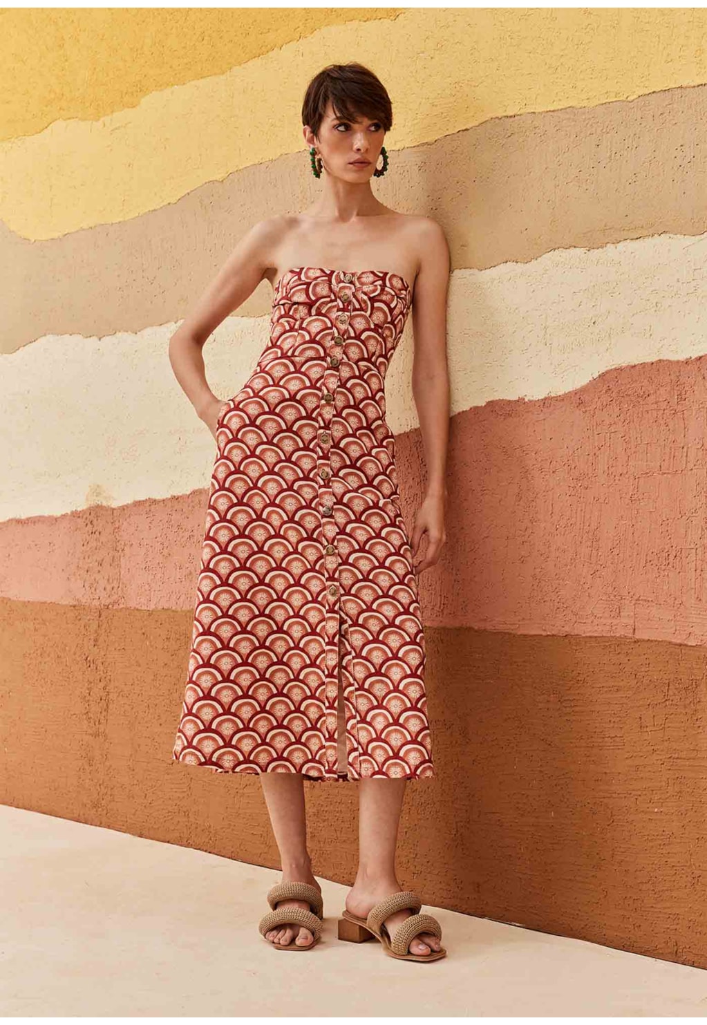 Vestido Tomara Que Caia Sarja Estampado El Sol