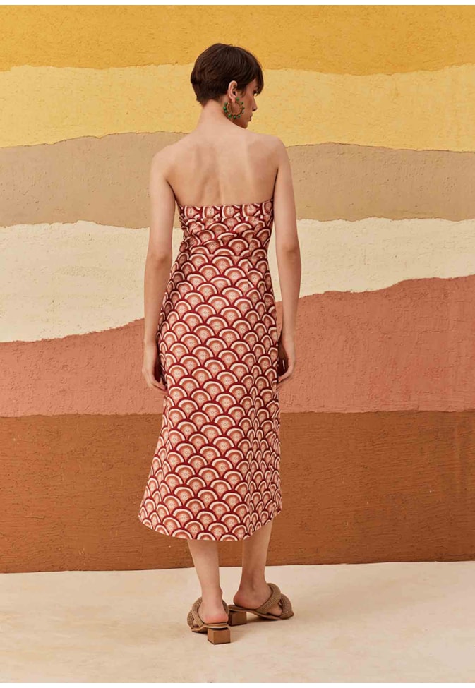 Vestido Tomara Que Caia Sarja Estampado El Sol