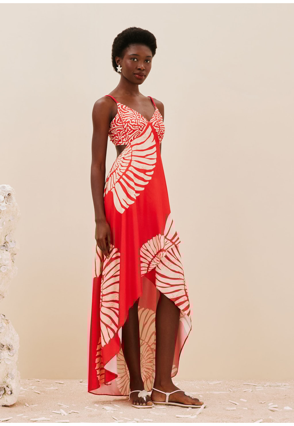 Vestido Transpasse Alça Corda Mix Estampas