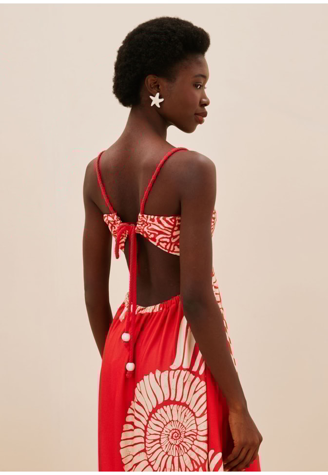 Vestido Transpasse Alça Corda Mix Estampas