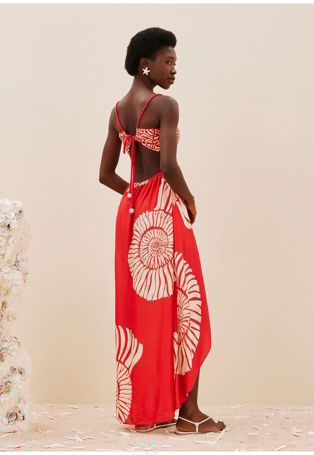 Vestido Transpasse Alça Corda Mix Estampas