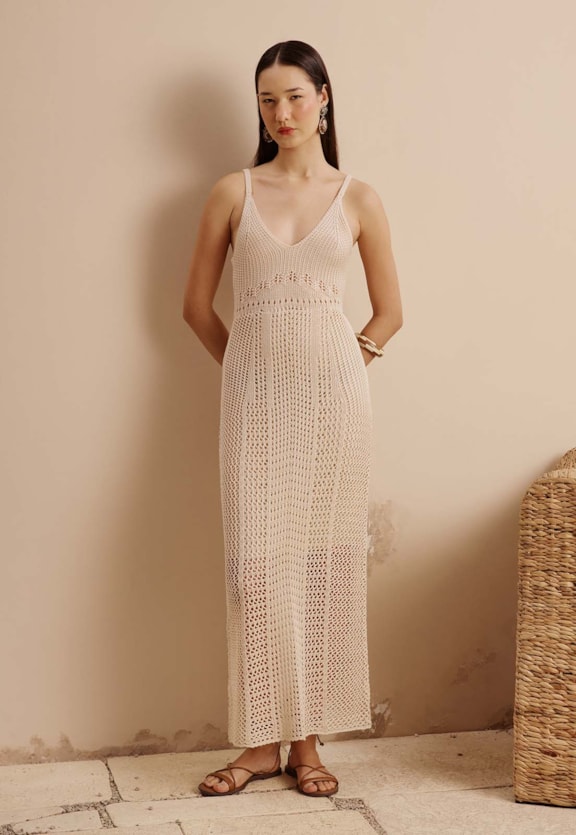 Vestido Tricot Rendado Vista Frontal