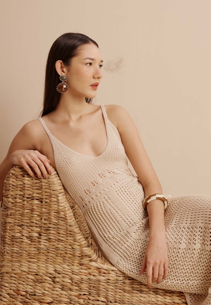 Vestido Tricot Rendado